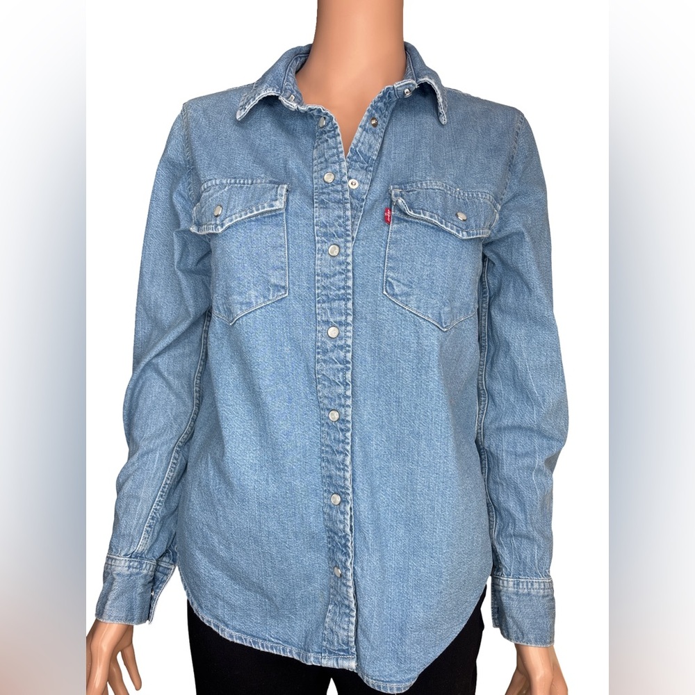 Levi's Classic Blue Denim Cotton Button Down Shirt XS
